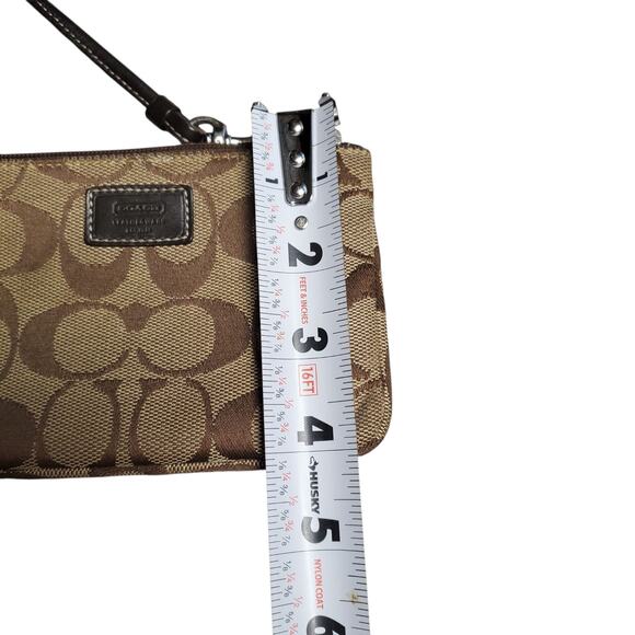 Coach Signature Corner Zip Wristlet Brown Monogram - Picture 7 of 7